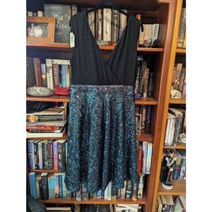 Brand New Torrid Women's 12 Black Multi Sequined Sleeveless Mini Dress A Line